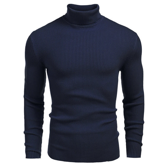 Herren Rollkragenpullover aus feinem Rippstrickmaterial Heidi-Mode