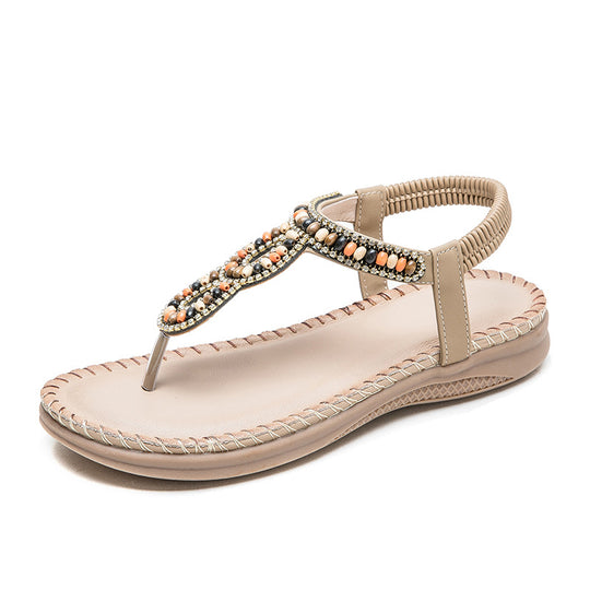 Damen Sandalen mit bequemer Fußbettgestaltung und kunstvollen Verzierungen Heidi-Mode