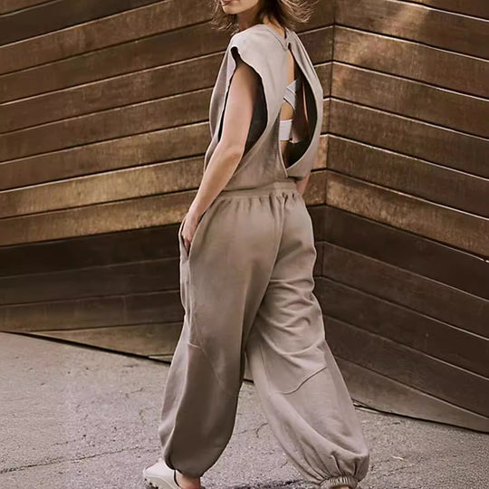Damen lässiger Sweatanzug mit weiter Silhouette und elastischem Bund Heidi-Mode