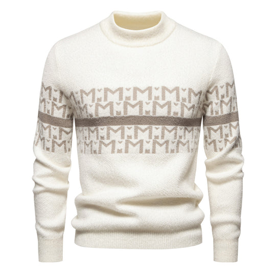 Herren Strukturierter Hochkragen-Pullover Heidi-Mode