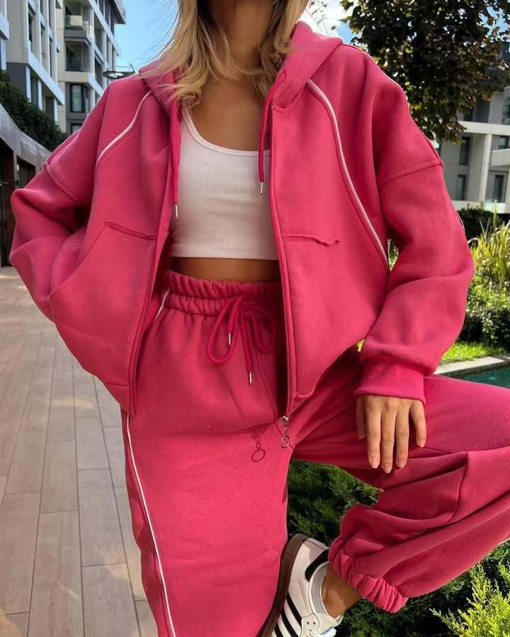 Damen Sportliches Set aus Hoodie und lässiger Jogginghose mit Kordelzug Heidi-Mode
