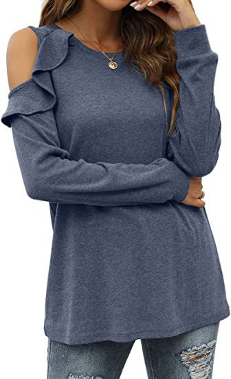 Damen Oberteil mit Schößchen und Cold-Shoulder-Design Heidi-Mode