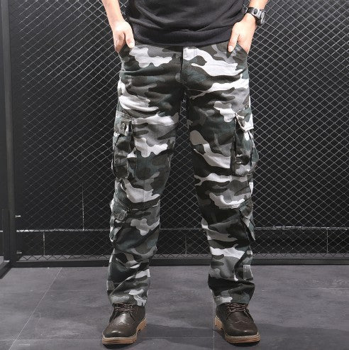 Herren Cargo-Hose mit multifunktionalen Taschen und modischem Camouflage-Design Heidi-Mode