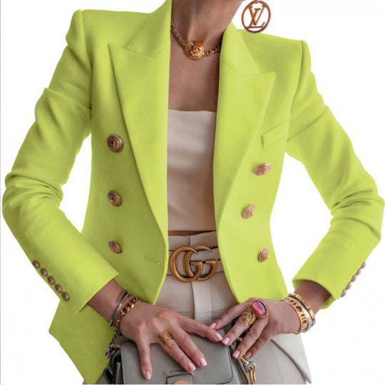 Damen Edler Blazer mit Goldknopf-Detail und klassischem Schnitt Heidi-Mode