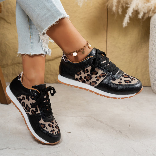 Damen Sneaker mit Leopardenmuster und atmungsaktiver Sohle Heidi-Mode