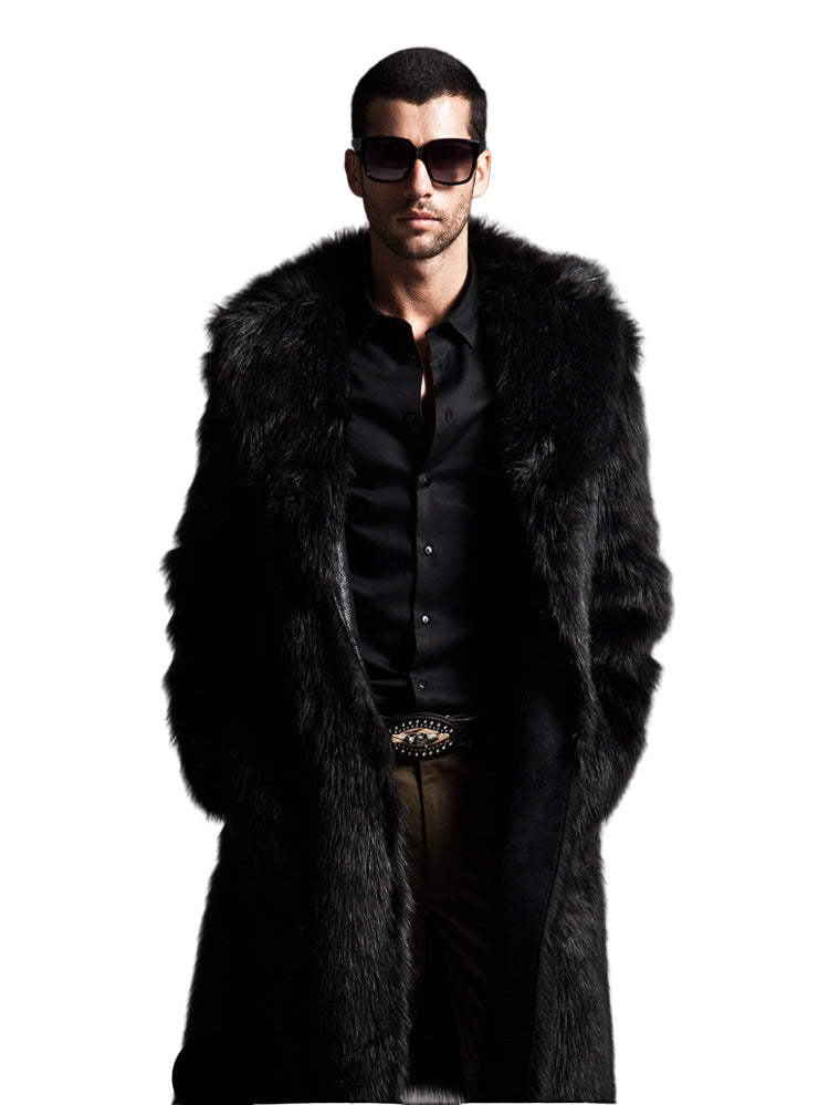 Herren Extravaganter Lammfellmantel mit voluminösem Kunstfellbesatz Heidi-Mode