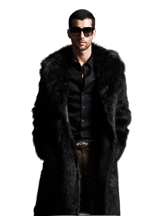 Herren Extravaganter Lammfellmantel mit voluminösem Kunstfellbesatz Heidi-Mode