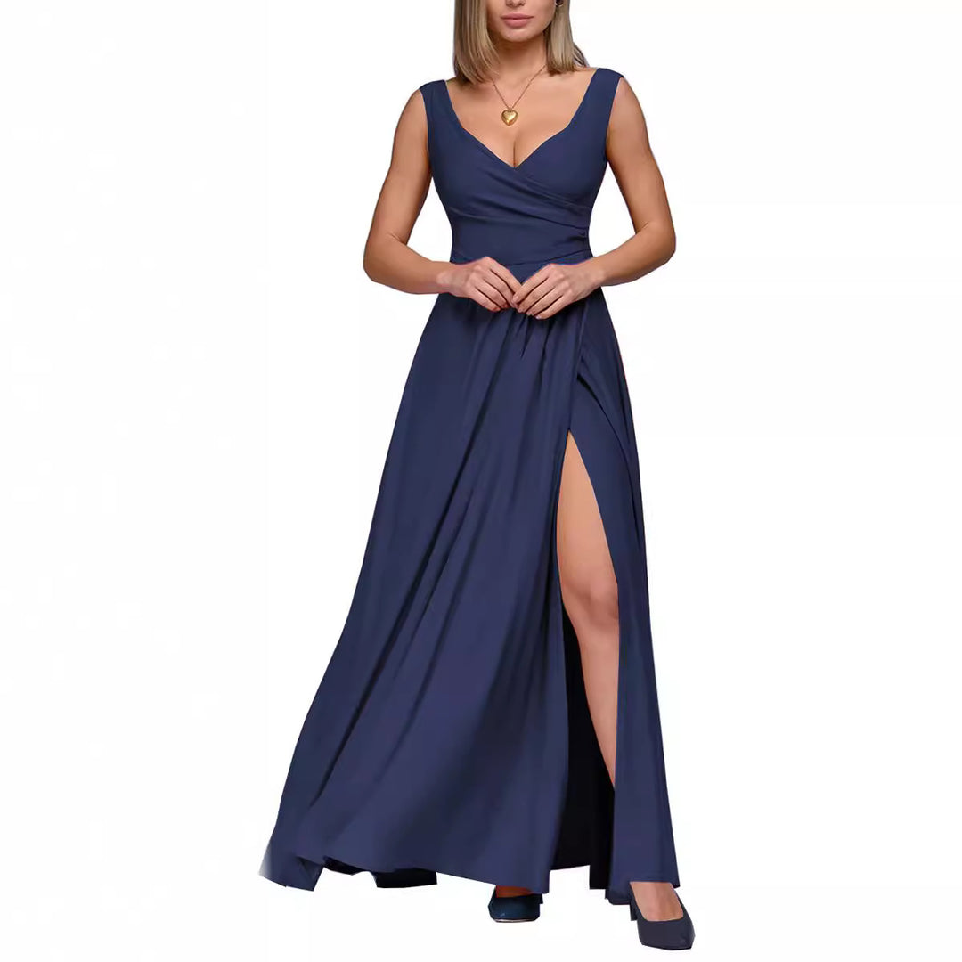 Damen Maxikleid mit elegantem Wickeldesign und seitlichem Schlitz Heidi-Mode