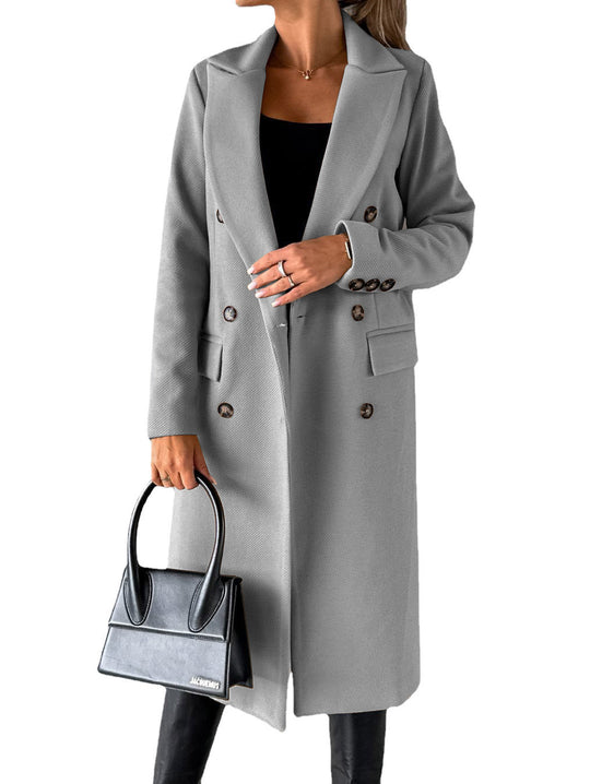Damen Wintermantel im eleganten Schnitt mit doppelter Knopfreihe und tiefen Taschen Heidi-Mode
