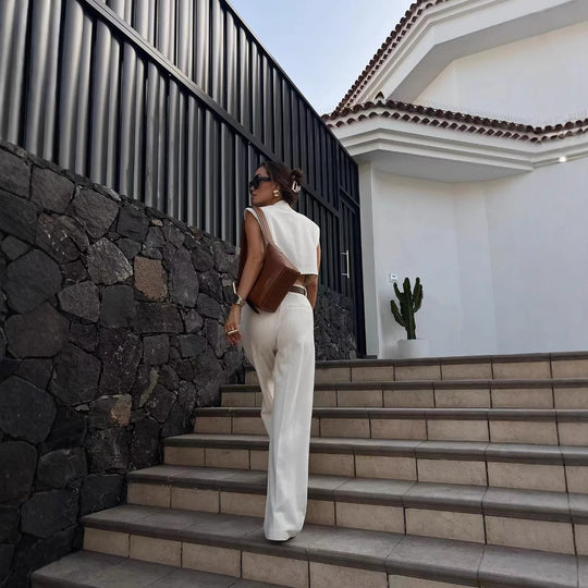 Damen Weite Palazzo-Hose mit eleganter Bundfaltenverarbeitung Heidi-Mode
