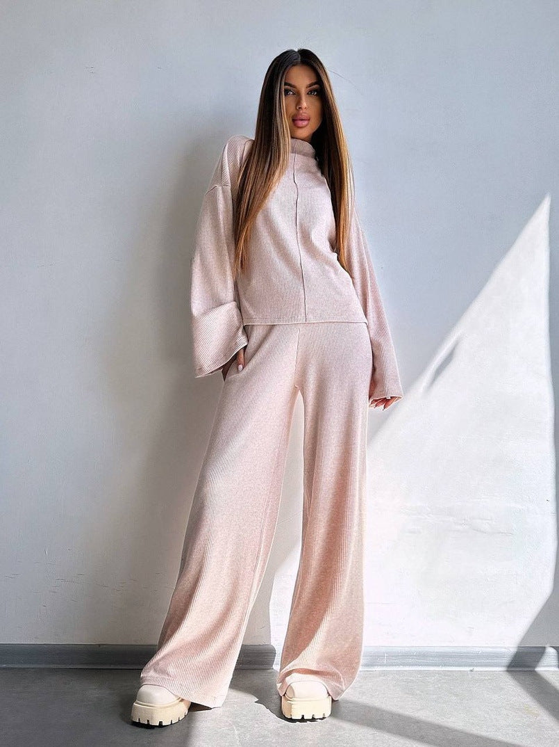 Damen Bequemer Sweat-Loungewear-Anzug mit weitem Schnitt und hohen Ärmeln Heidi-Mode