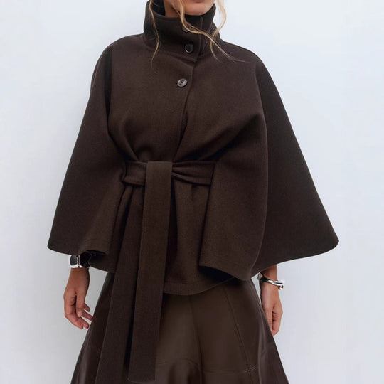 Damen Wickeljacke mit elegantem Stehkragen und weit geschnittenen Ärmeln Heidi-Mode