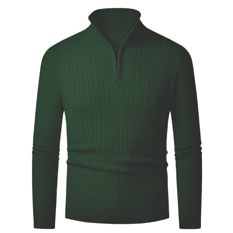 Herren Strickpullover mit modischem Zopfmuster und hochgeschlossenem Kragen Heidi-Mode