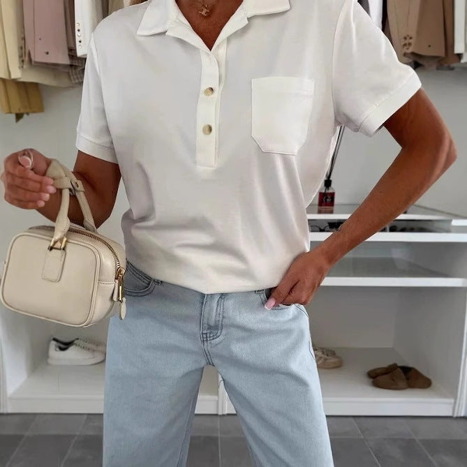 Damen Poloshirt mit Knopfleiste und Brusttasche Heidi-Mode