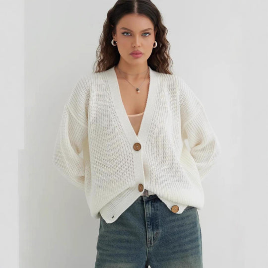 Damen lässige Strickjacke mit praktischen Knopfdetails und OHNE Einschränkung Heidi-Mode
