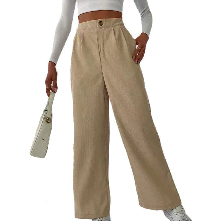 Damen Weite Hochbundhose mit Falten Heidi-Mode