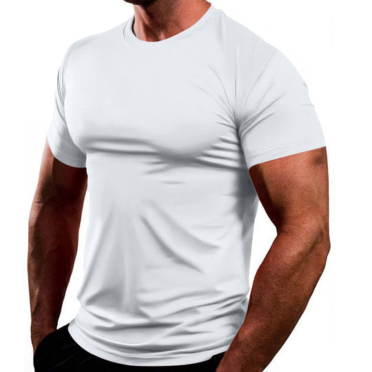 Herren Sportliches Basic T-Shirt aus atmungsaktiver Baumwolle Heidi-Mode