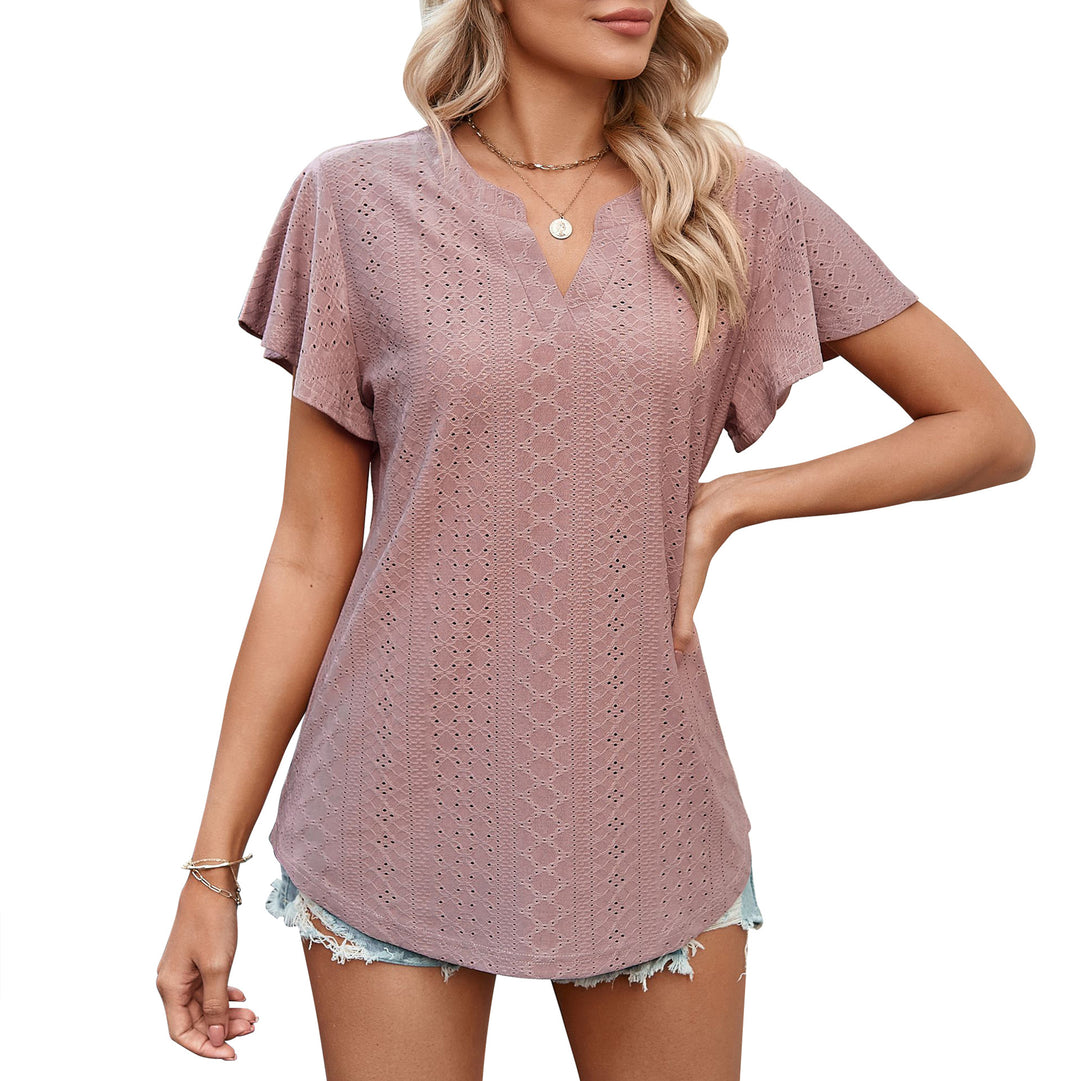 Damen Luftiges Blusenshirt mit effektvollem Lochmuster Heidi-Mode