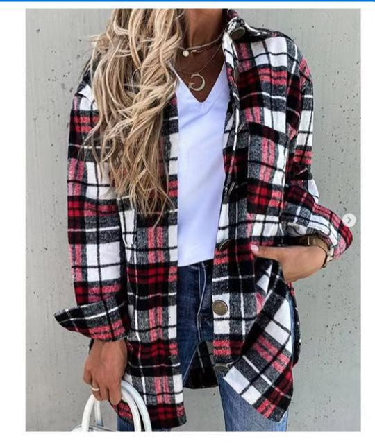 Damen Karierte Overshirtjacke Heidi-Mode