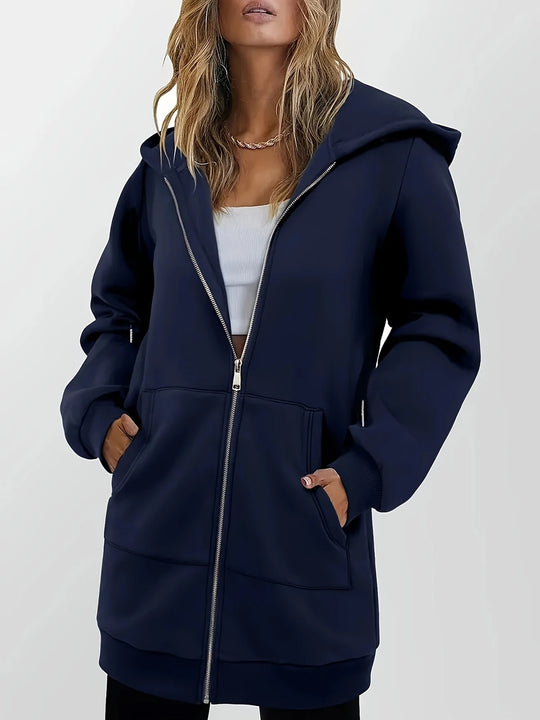 Damen Kapuzensweatjacke mit großzügigen Taschen von Heidi-Mode