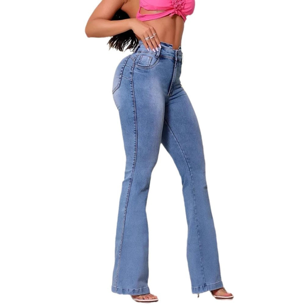 Damen Bootcut Jeans mit hohem Taillenbund und elastischem Material Heidi-Mode