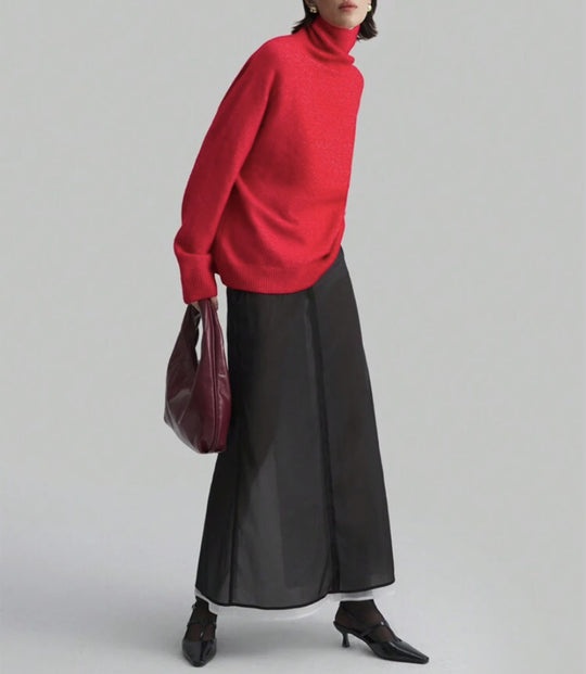 Damen Modischer Rollkragenpullover mit Oversized-Schnitt und feiner Struktur Heidi-Mode