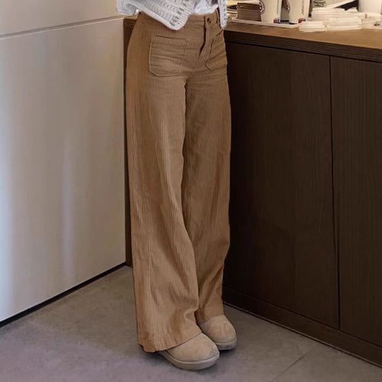 Damen Bequeme und stilvolle Cordhose mit weitem Bein Heidi-Mode