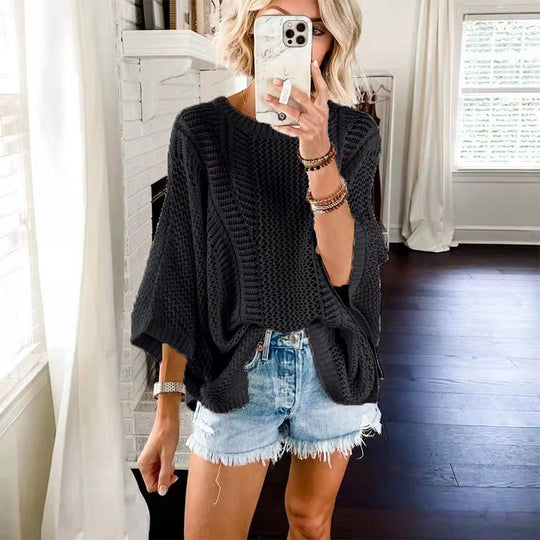 Damen lässiger Strickoversize-Pullover Heidi-Mode