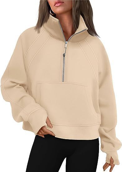 Damen Sportlicher Pullover mit hohem Kragen und Reißverschluss Heidi-Mode