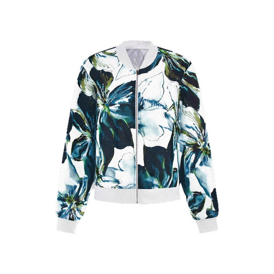 Damen Bomberjacke mit floralem Design und elastischen Bündchen Heidi-Mode