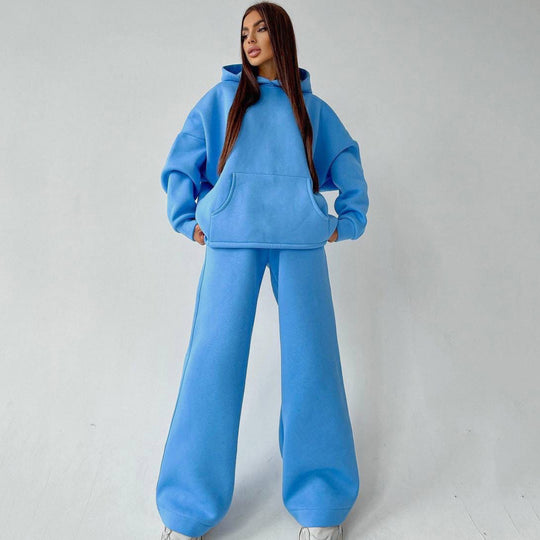 Damen lässiges Oversized Hoodie- und Wide Leg Hosen Set Heidi-Mode