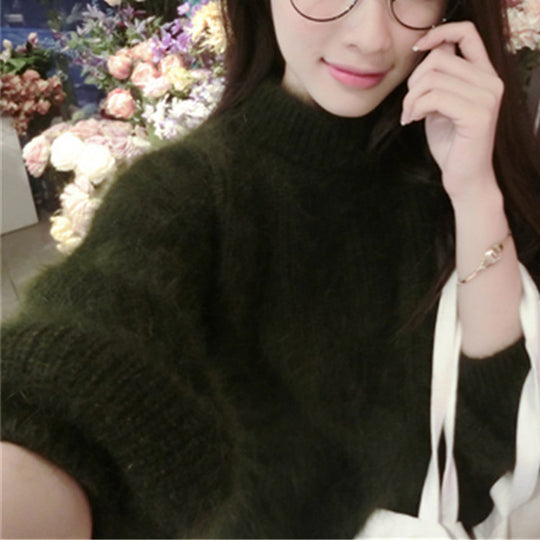 Damen Flauscher Rollkragenpullover mit Puffärmeln und strukturiertem Design Heidi-Mode