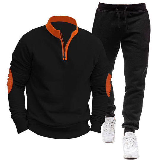Herren Sportliches Hoodie- und Jogginganzug-Set mit kontrastierenden Ärmelakzenten Heidi-Mode