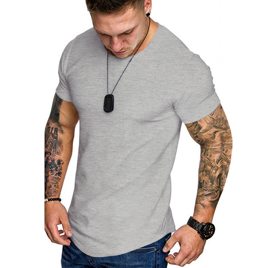 Herren figurbetontes Kurzarm-T-Shirt aus hochwertiger Baumwolle mit Rundhalsausschnitt und bequemen Schnitt Heidi-Mode