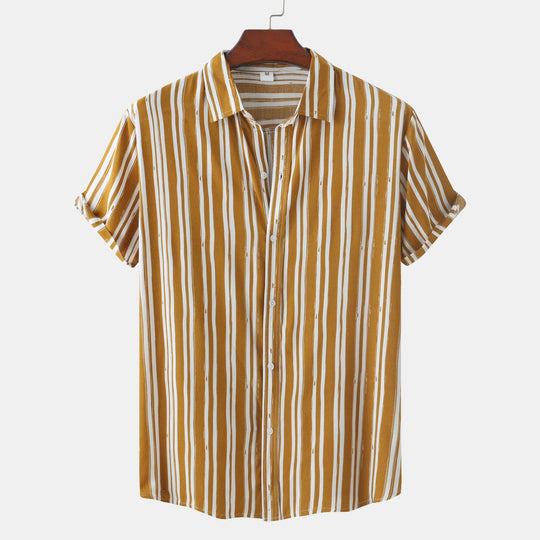 Herren Kurzarmhemd mit modernem Streifenmuster und lässiger Passform Heidi-Mode
