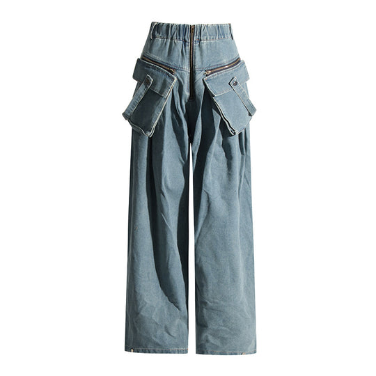 Damen Cargo-Hose mit weiten Beinen und praktischen Taschen Heidi-Mode
