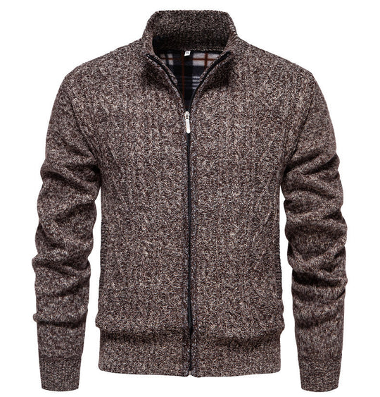 Herren Strickjacke mit hohem Kragen und Reißverschluss Heidi-Mode
