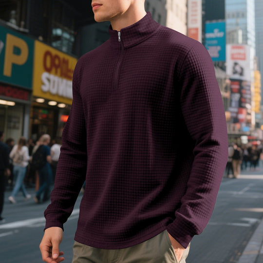 Herren bequemer Fleece-Hoodie mit hohem Kragen und praktischem Reißverschluss Heidi-Mode