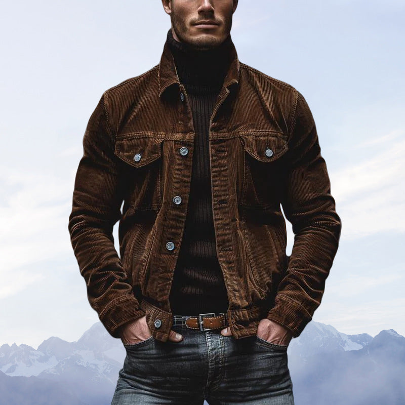 Herren Cordjacke mit klassischem Schnitt und praktischen Brusttaschen Heidi-Mode
