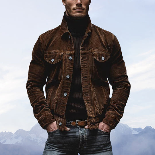 Herren Cordjacke mit klassischem Schnitt und praktischen Brusttaschen Heidi-Mode