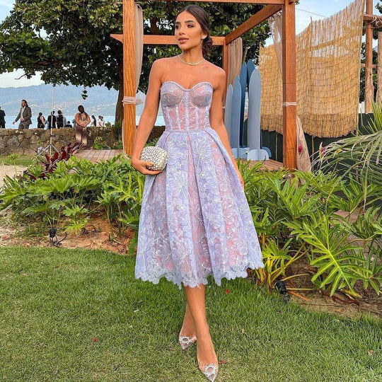 Heidi-Mode | Cocktailkleid mit Trägerloser Spitze für Frauen Brianna