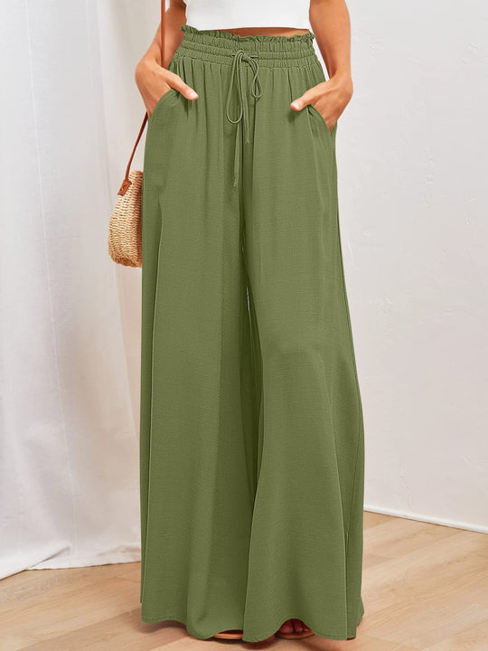 Heidi Mode | Elastischer Gürtel Weites Bein Hohe Taille Hose