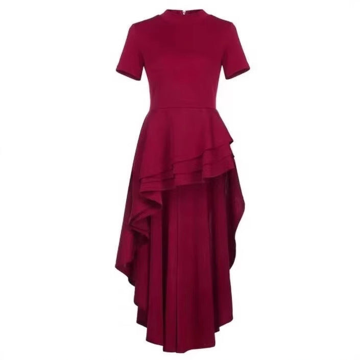 Damen Dress mit asymmetrischem Saum und elegantem Stehkragen Heidi-Mode