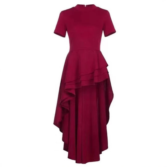 Damen Dress mit asymmetrischem Saum und elegantem Stehkragen Heidi-Mode