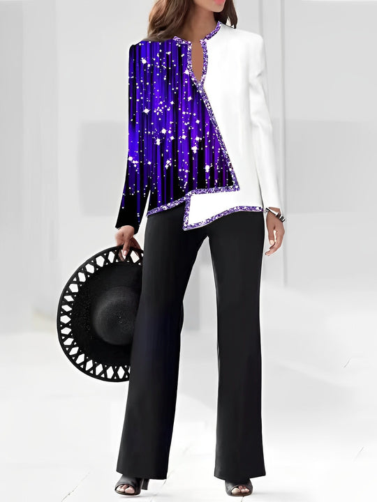 Damen Elegante Statement-Jacke mit asymmetrischem Schnitt und funkelnden Details Heidi-Mode