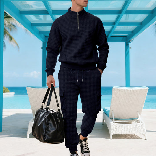 Herren Sweatshirt und Jogginghose Set mit Reißverschluss und praktischen Taschen Heidi-Mode