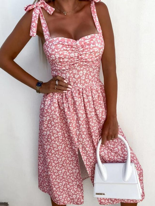Heidi-Mode | Midi Kleid mit Rüschensleeve und Herzausschnitt