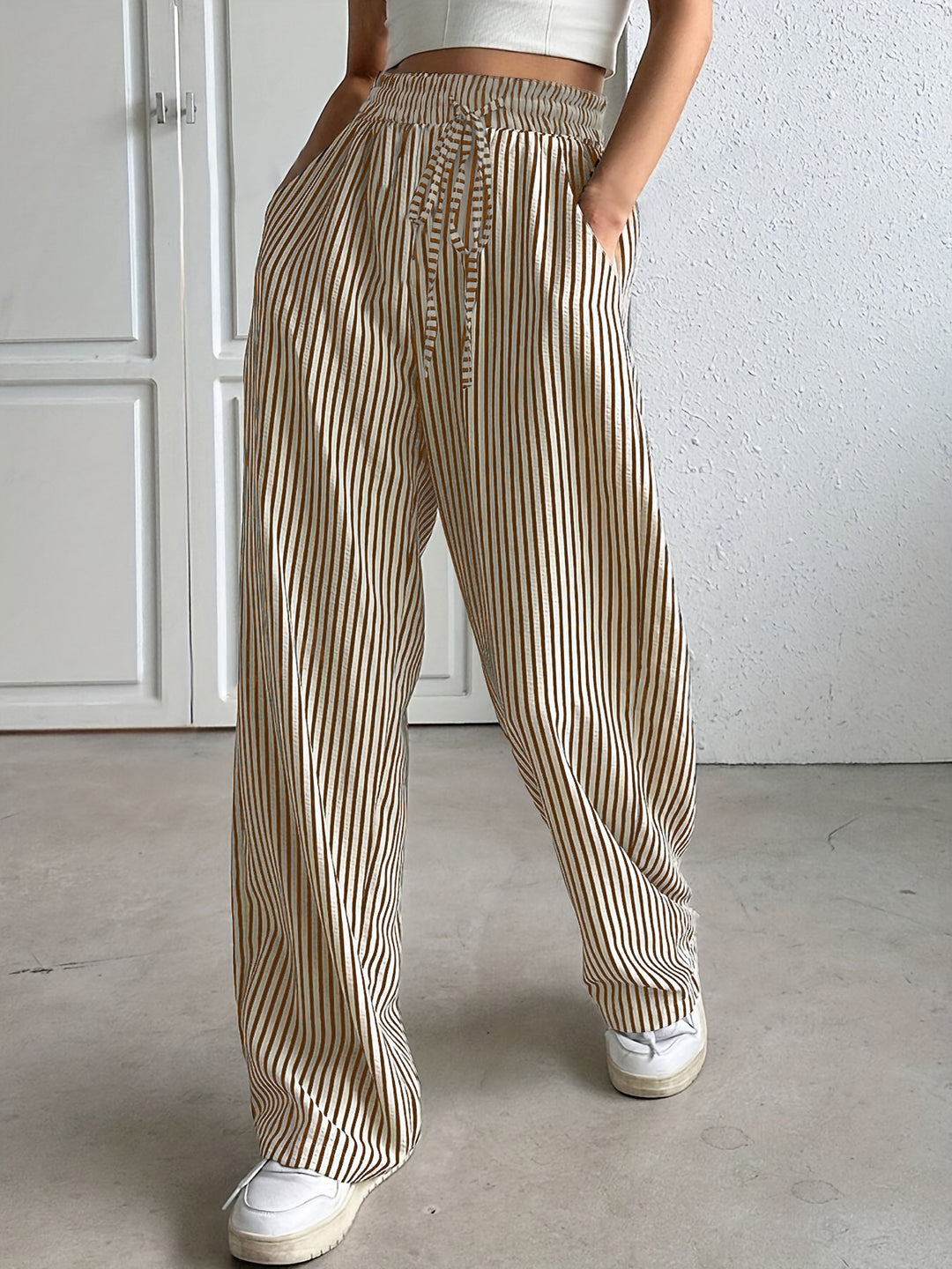 Damen Weite Streifen-Hose Heidi-Mode