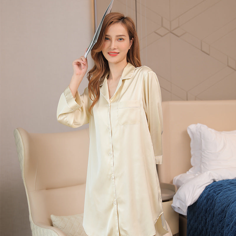 Heidi-Mode | Klassisches  Nachthemd Mit Knopfverschluss