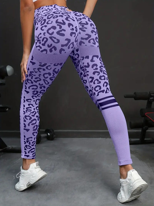 Damen Sportleggings mit Tiermuster und hohem Taillenschnitt Heidi-Mode